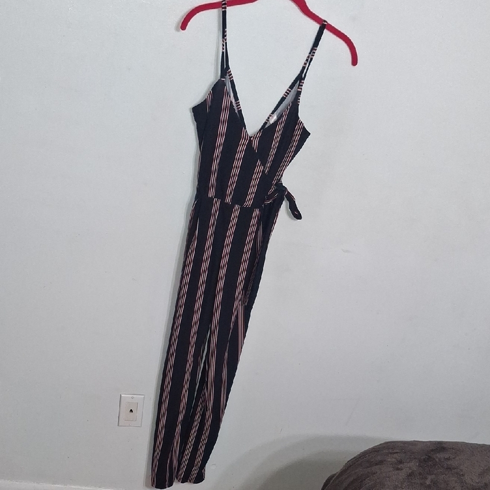 Navy Blue/ Maroon & White Striped Jumpsuit- Juniors Sz 1 - XS